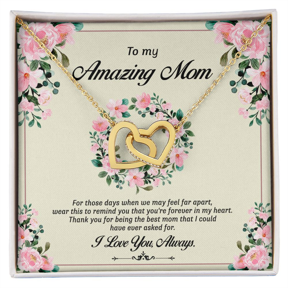 To My Mom Necklace, Gift For Mom, Mother's Day Gift from Daughter, Mom Jewelry Gift for Mothers Day, Birthday Gift for Mother, Moms Gift from Daughter Son, Necklace for Mom Mother17 Interlocking Hearts Necklace