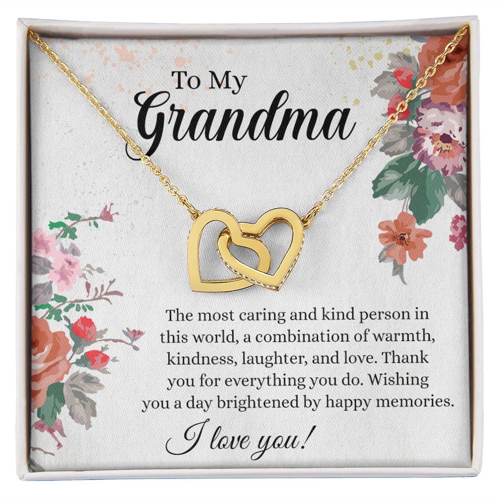 To My Grandma Necklace, Gift for Grandmother Necklace, Mothers Day Gift For Grandma Nana, Grandma Jewelry From Grandchildren GrandKids , Jewelry Box Gift For Grandma Grandmother18 Interlocking Hearts Necklace