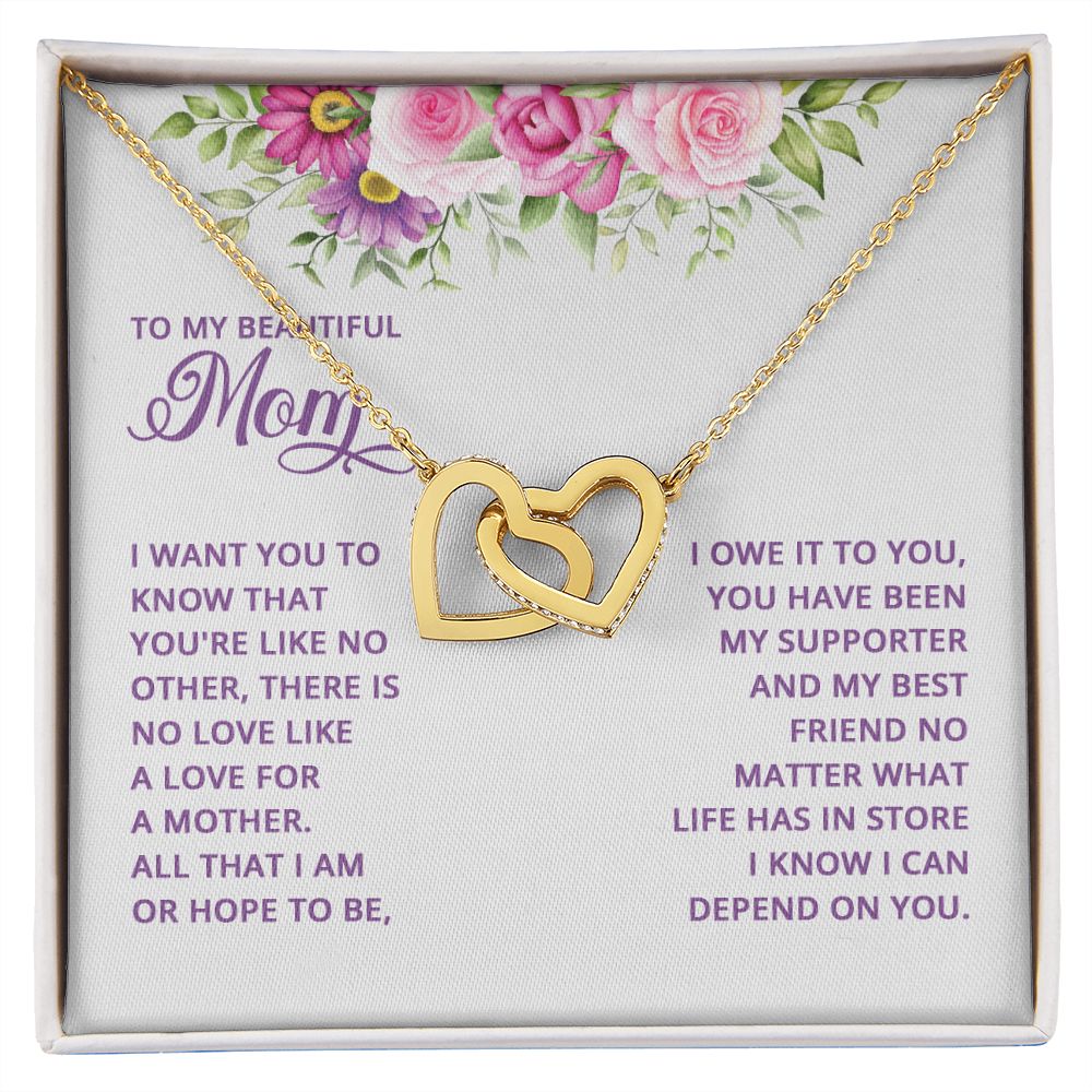 Mom Necklace Gifts for Mom from Daughter to Mom Gifts for Mothers Day from Daughter, To My Mom Necklace from Daughter to Mom Birthday Gifts Necklace with Message Card and Gift Box17 Interlocking Hearts Necklace
