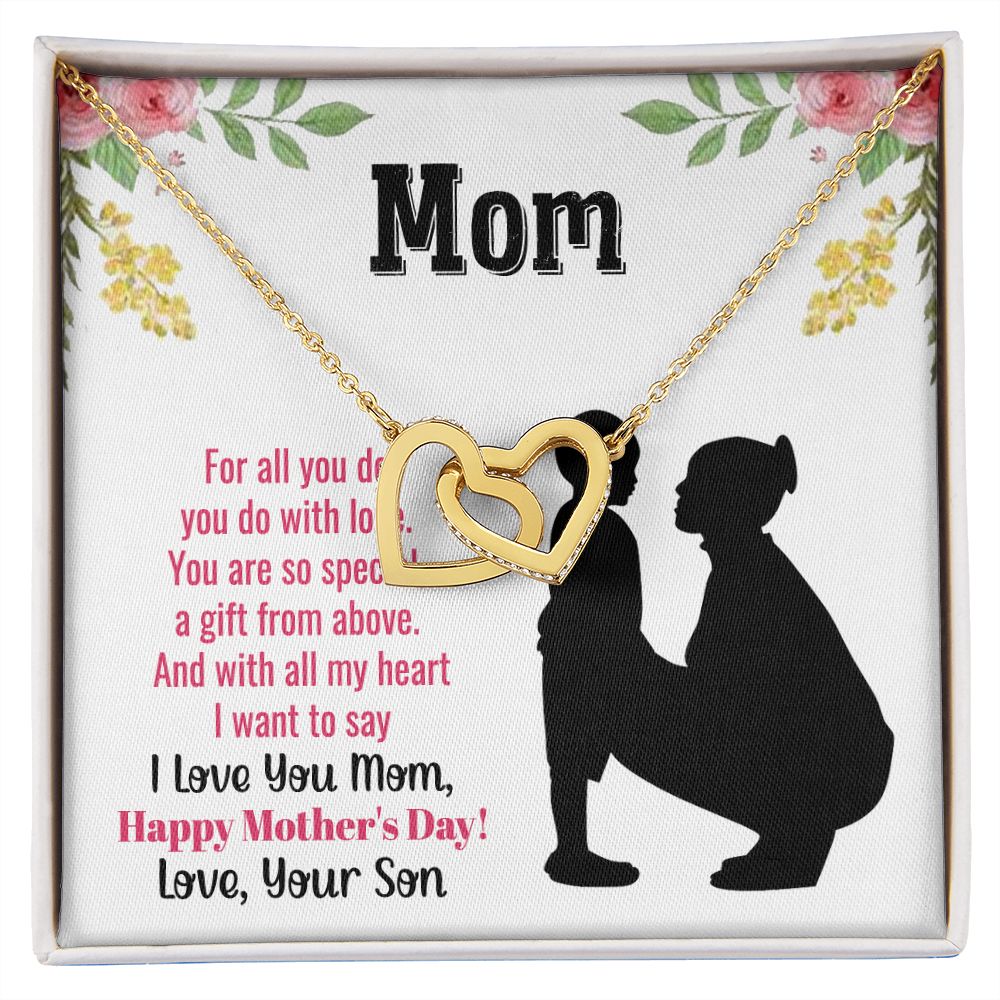 To My Mom Necklace, Gift For Mom, Mother's Day Gift from Daughter, Mom Jewelry Gift for Mothers Day, Birthday Gift for Mother, Moms Gift from Daughter Son, Necklace for Mom Mother22 Interlocking Hearts Necklace