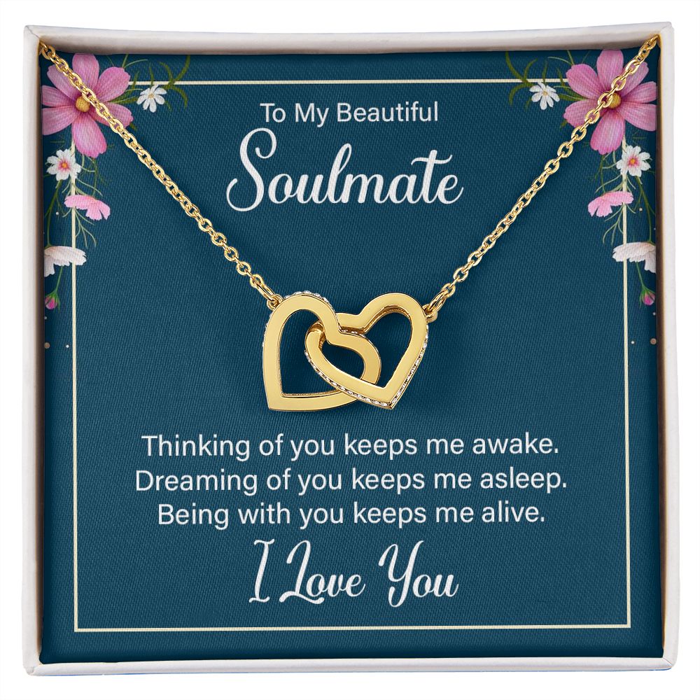 To My Soulmate Necklace for Women Birthday Christmas Jewelry Gifts For My Wife with Message Card Box Personalized Gift Present Pendant for Future Wife Soulmate Girlfriend Love 13 Interlocking Hearts Necklace