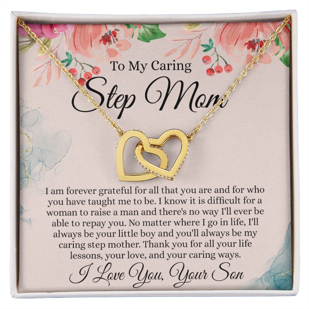 To My Step Mom Gift, Step Mom Necklace, Step Mom Gift From Son, Step Mom Mother's Day Gift From Step Son, Step Mom Birthday Gift, Step Mom Gift Necklace from Step Son Interlocking Hearts Necklace