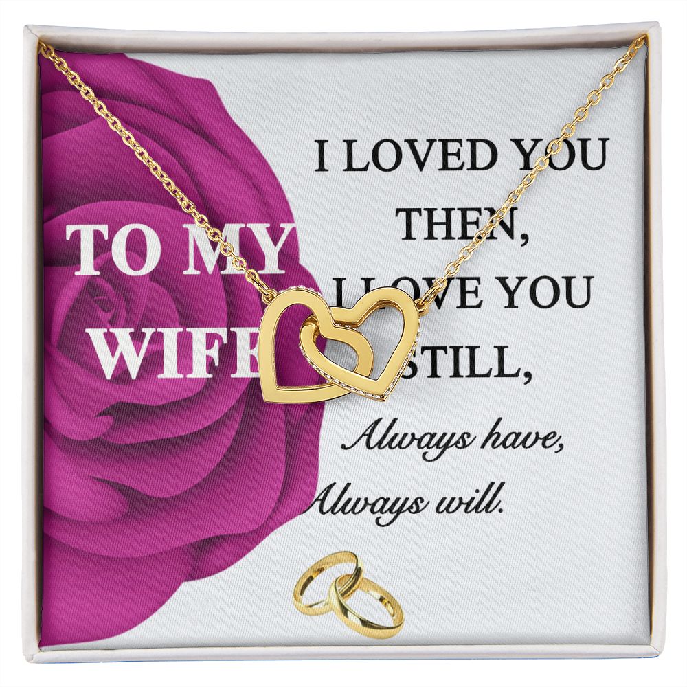 To My Wife Necklace -gift for Wife, Birthday Anniversary Necklace From HUsband Interlocking Hearts Necklace