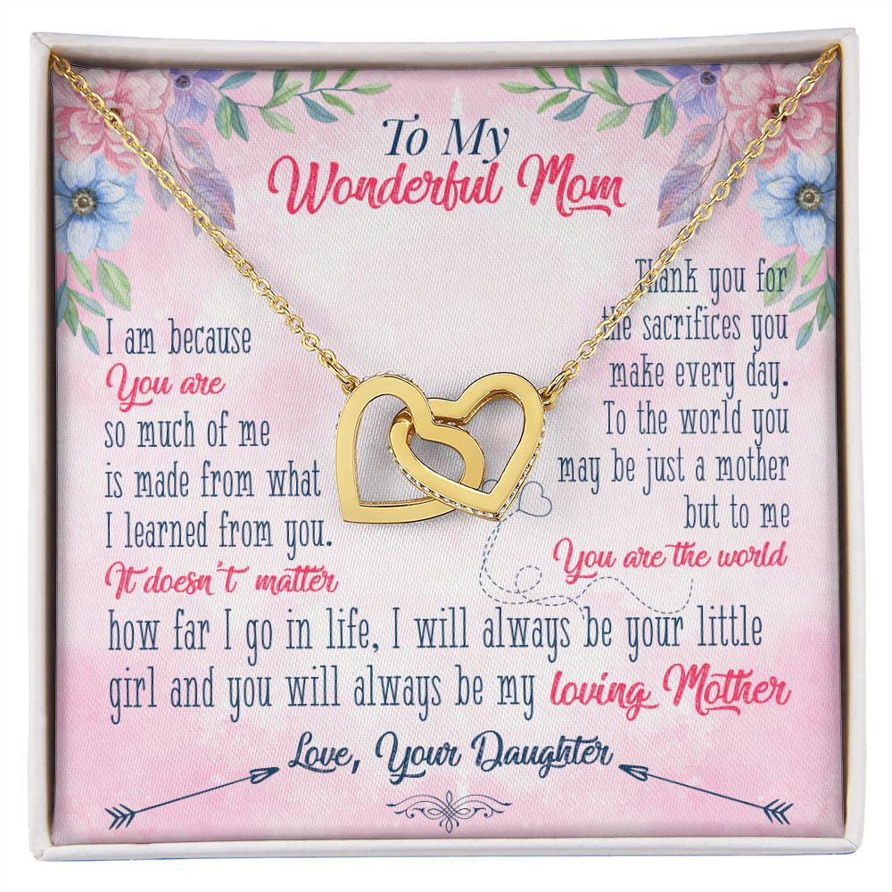To My Wonderful Mom Necklace Pendant Gift From Daughter Necklace Gift For To Mom Happy Mother's Day Mother In Law Gift On Birthday Anniversary Gift 30821 Interlocking Hearts Necklace