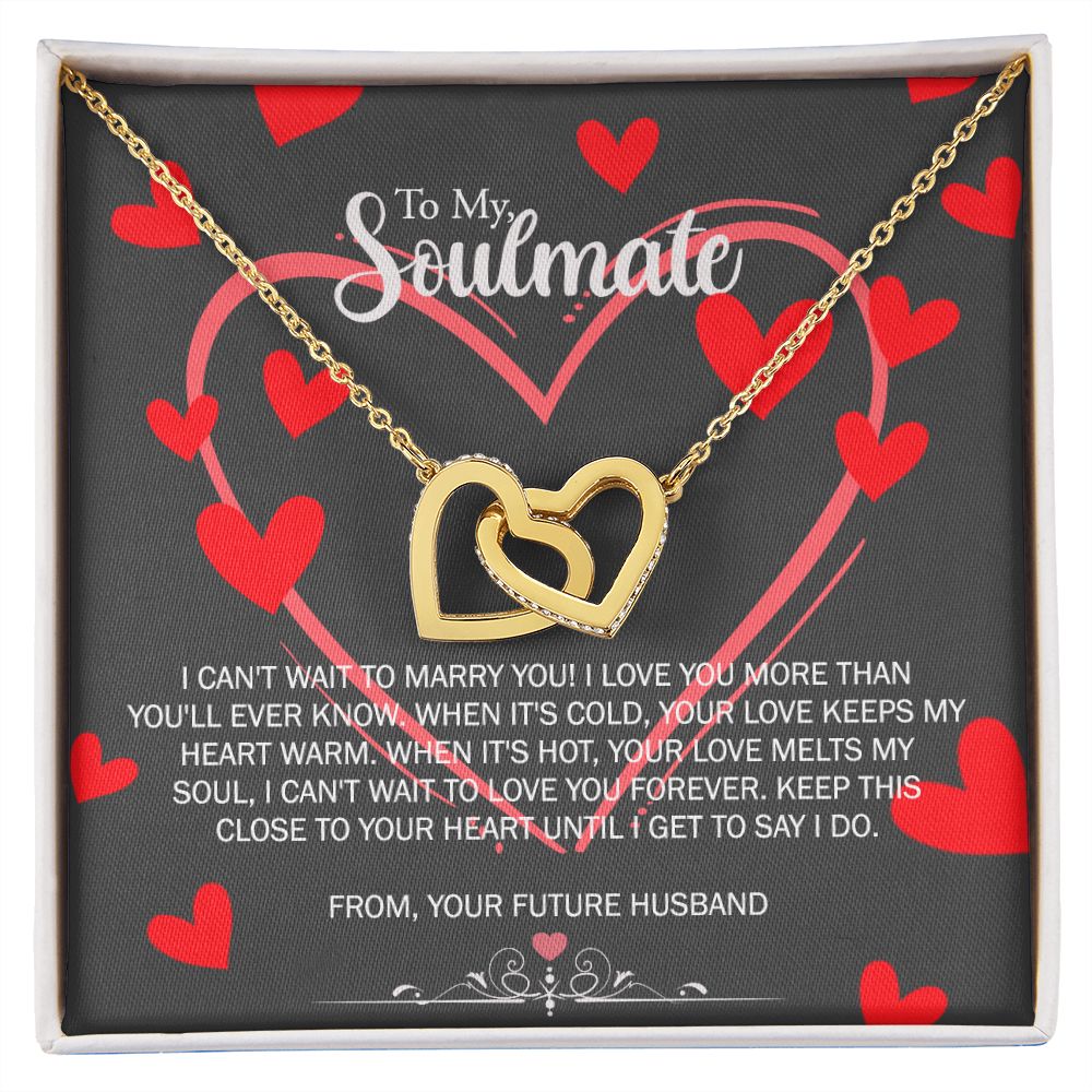 To My Soulmate Necklace for Future Wife Girlfriend Fiancee Anniversary Gift Interlocking Hearts Necklace