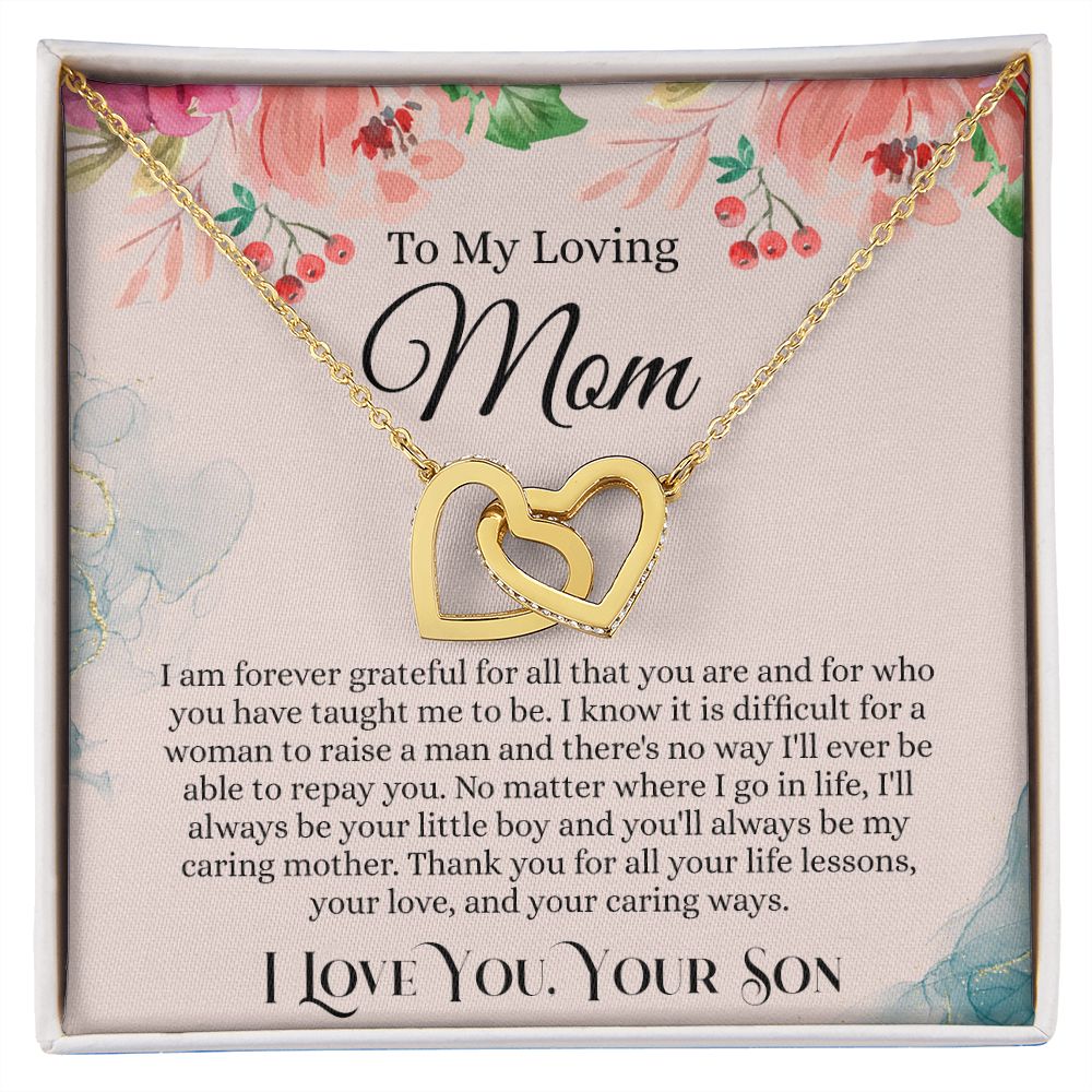 To My Loving Mom Necklace, Mom Gift From Son, Mom Necklace, Gift For Mom From Son, Mom Mother's Day Gift From Son, Mom Birthday Gift From Son, To My Mom Gift, Necklace for Women Interlocking Hearts Necklace