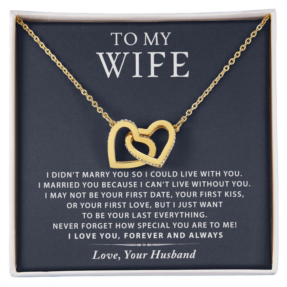 To My Wife Necklace from Husband, Personalized Necklace for Women, Luxury Necklace for Wife from Man Men, Wedding Anniversary Present For Wife, Beautiful Wife Jewelry Christmas Birthday Gift For Wife16 Interlocking Hearts Necklace