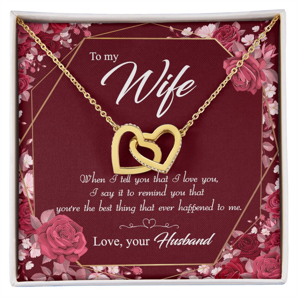To My Wife Necklace Pendant Gift From Husbnd Habby Birthday Jewelry with Message Card and Gift Box. Wife Necklace Gift for Wife from Husband Valentine's Day Gift For Wife Future Wife Interlocking Hearts Necklace