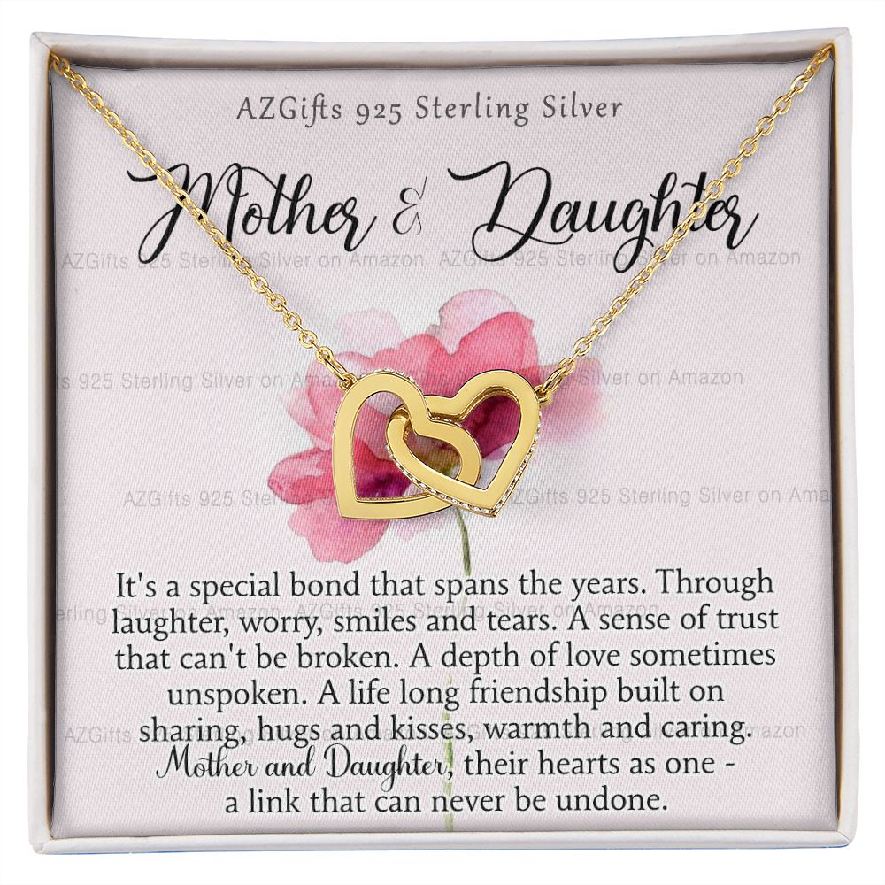 Mother Daughter Necklace with Message Card Mother Daughter Gift Mom Birthday Gift Necklace for Mom from Daughter Gift Birthday Gift for Mom Daughter Gift from Mom 301 Interlocking Hearts Necklace