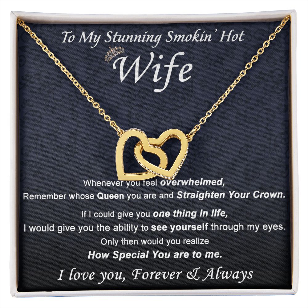 To My Wife Necklace from Husband, Personalized Necklace for Women, Luxury Necklace for Wife from Man Men, Wedding Anniversary Present For Wife, Beautiful Wife Jewelry Christmas Birthday Gift For Wife21 Interlocking Hearts Necklace