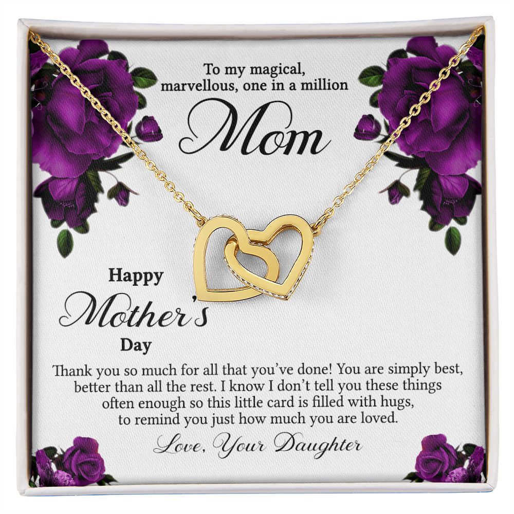 Mom Necklace Gifts for Mom from Daughter to Mom Gifts for Mothers Day from Daughter, To My Mom Necklace from Daughter to Mom Birthday Gifts Necklace with Message Card and Gift Box3 Interlocking Hearts Necklace
