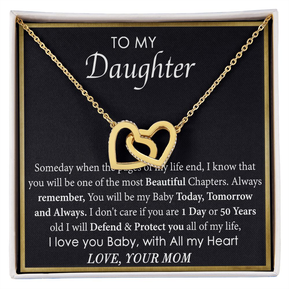 Mother Daughter Gift Ideas, To My Daughter Gift Necklace from Mom, Jewelry Pendant Present for Daughter, Birthday Christmas Gift Graduation Gifts for Daughters, Mother and Daughter Necklace 2136 Interlocking Hearts Necklace