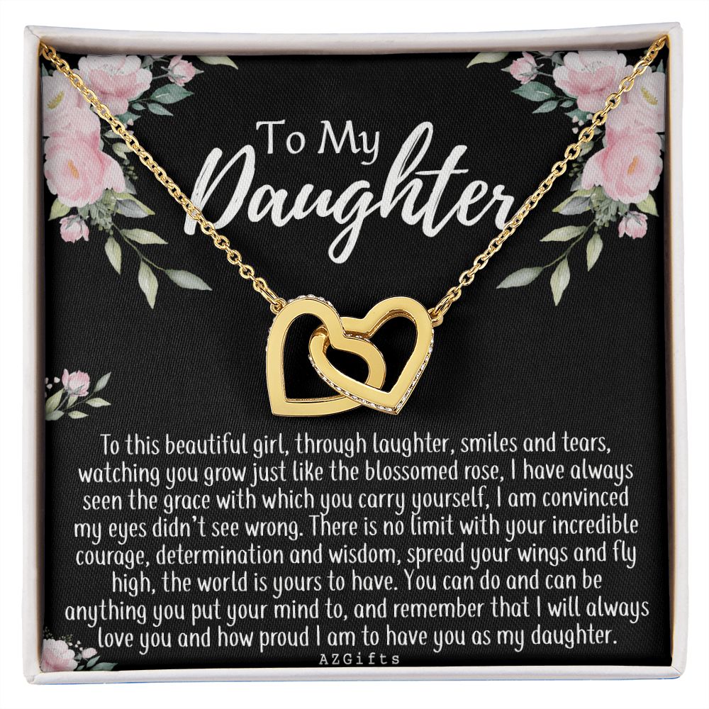 To My Daughter Gift Necklace from Mom, Mother and Daughter Necklace for Girls, Mother Daughter Gift Ideas, Jewelry Pendant For Her Interlocking Hearts Necklace