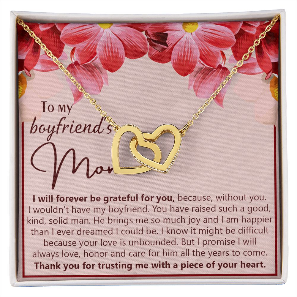 To My Boyfriend's Mom Necklace Jewelry Gift, Mother's Day Gift, Birthday Gift For Boyfriend's Mom, Boyfriend's Mom Meaningful Gift Interlocking Hearts Necklace