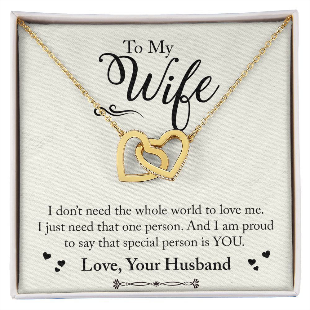 To My Wife Necklace from Husband, Personalized Necklace for Women, Luxury Necklace for Wife from Man Men, Wedding Anniversary Present For Wife, Beautiful Wife Jewelry Christmas Birthday Gift For Wife24 Interlocking Hearts Necklace