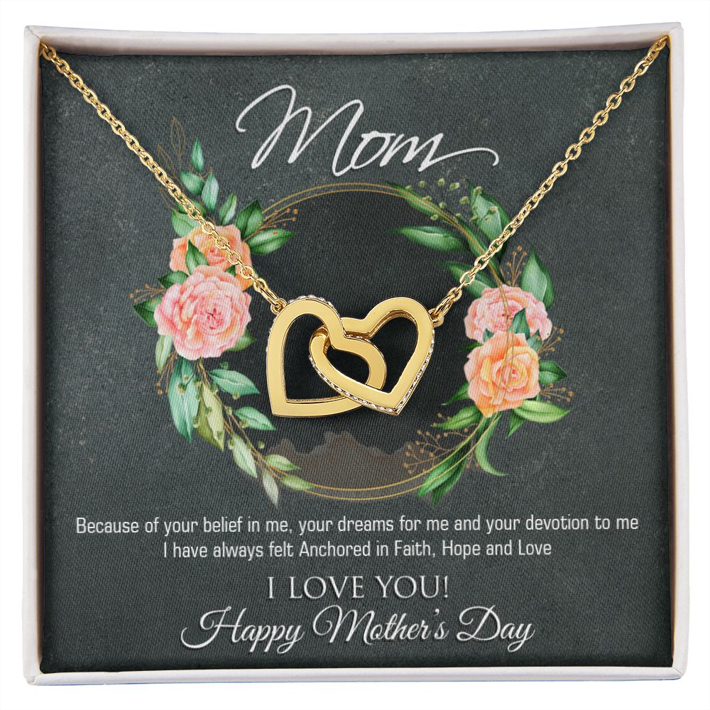 To My Mom Flower Necklace Pendant Gift From Daughter Your Belief In Me With Message Card Gift For Mom Interlocking Hearts Necklace