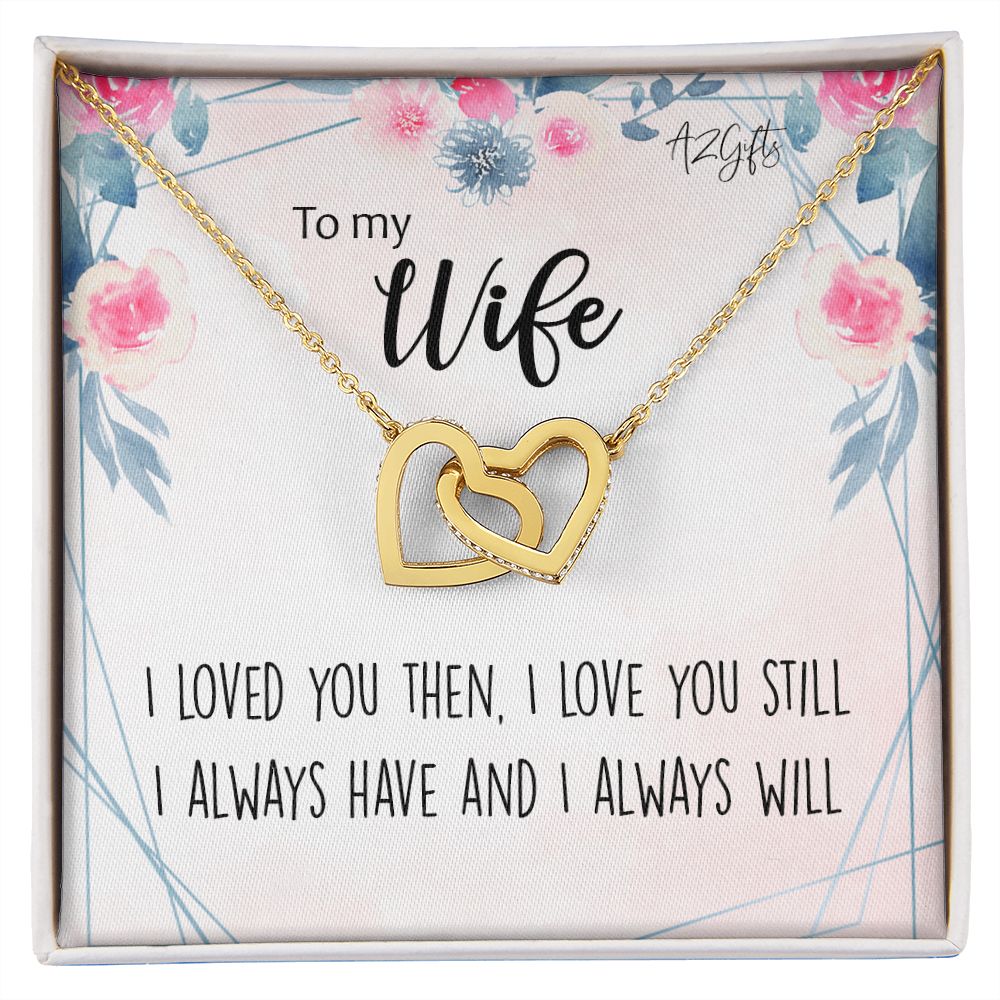 To My Wife Necklace from Husband, Personalized Necklace for Women, Luxury Necklace for Wife from Man Men, Wedding Anniversary Present For Wife, Beautiful Wife Jewelry Christmas Birthday Gifts For Wife2 Interlocking Hearts Necklace