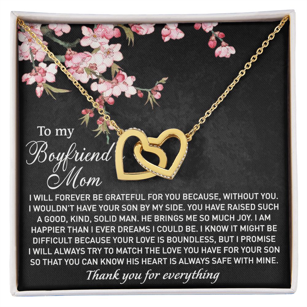 To My Boyfriend's Mom Necklace I Will Forever Be Grateful for You Love Knot Pendant Jewelry For Fiancé's Mom From Future Daughter In Law Interlocking Hearts Necklace