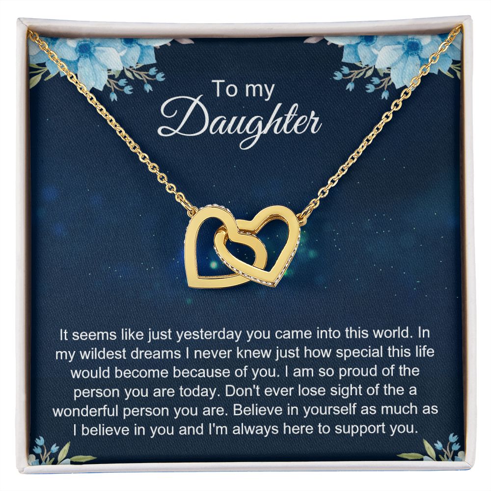 To My Daughter Gift Necklace from Mom, Mother and Daughter Necklace for Girls, Mother Daughter Gift Ideas, Jewelry Pendant Interlocking Hearts Necklace