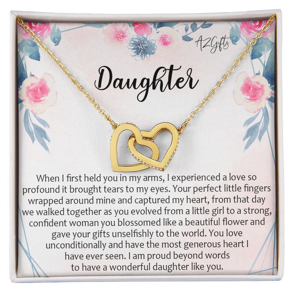 To My Daughter Gift Necklace from Mom, Mother and Daughter Necklace for Girls, Mother Daughter Gift Ideas, Jewelry Pendant Interlocking Hearts Necklace