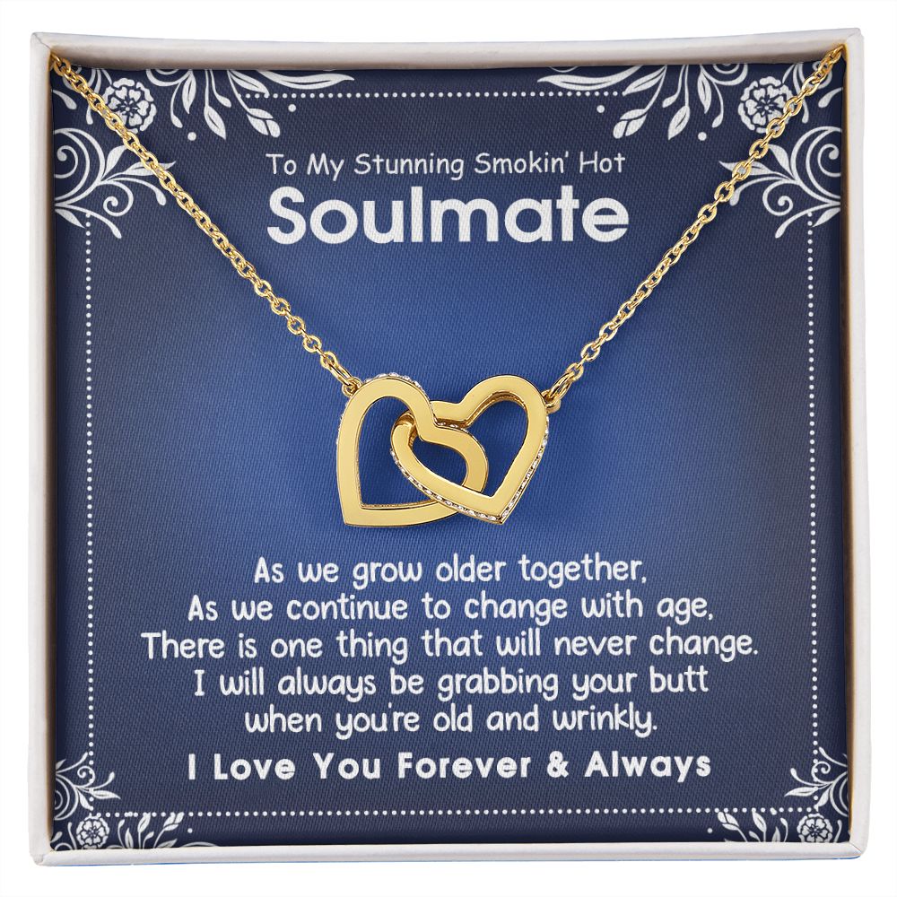 To My Smokin Hot Soulmate Necklace - Wife Gifts From Husband To My Wife Necklace, Gift for Her Romantic, Girlfriend Gifts Necklace for Wife from Men Includes Message Card and Gift Box 5 Interlocking Hearts Necklace