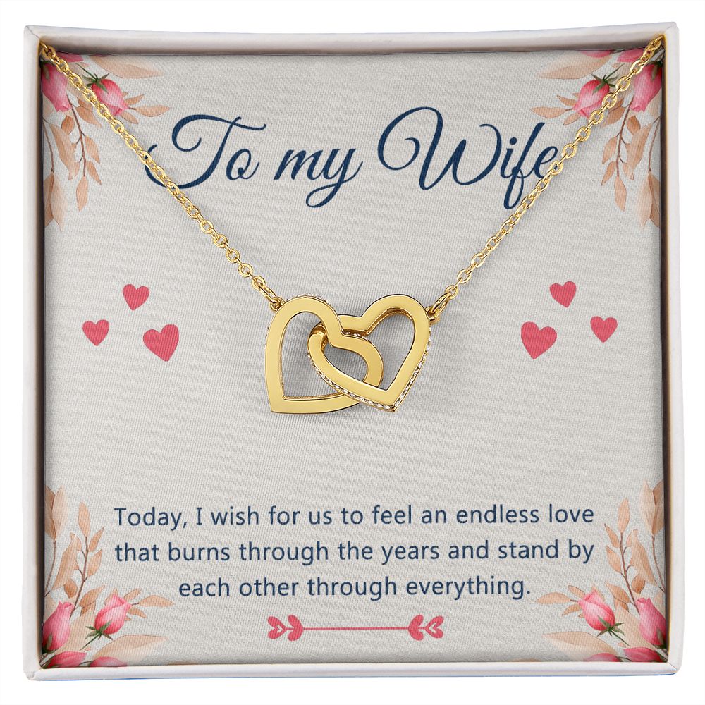 Birthday Gifts For Wife, Necklace Gifts For Wife From Husband, To My Wife Jewelry For Women , To My Wife Necklace  from Husband Wedding Anniversary Present For Wife, Beautiful Wife Jewelry Christmas 4 Interlocking Hearts Necklace