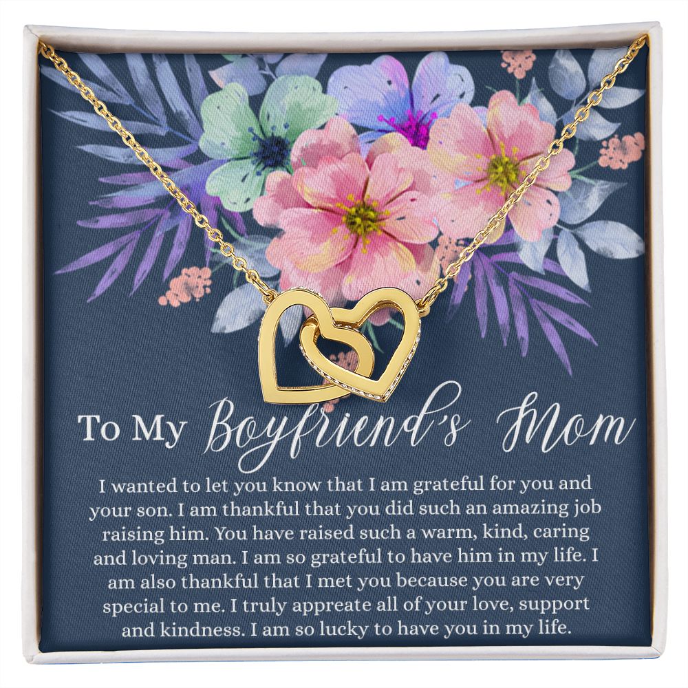 To My Boyfriend Mom Necklace, Gift for Boyfriend Mother, Birthday Gift for Boyfriend's Mom, Christmas Holiday Gift, Mothers Day Gift for Boyfriends Mom, Necklace for Boyfriend's Mom Interlocking Hearts Necklace