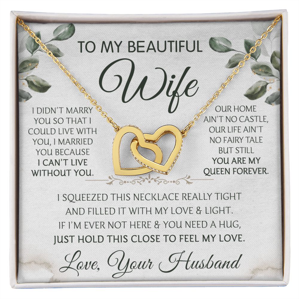Birthday Gifts For Wife, Love Necklace Gifts For Wife From Husband, To My Soulmate Necklace For Women, To My Wife Necklace, Wedding Anniversary Present For Wife, Romantic Soulmate Jewelry On Christmas Interlocking Heart Necklace