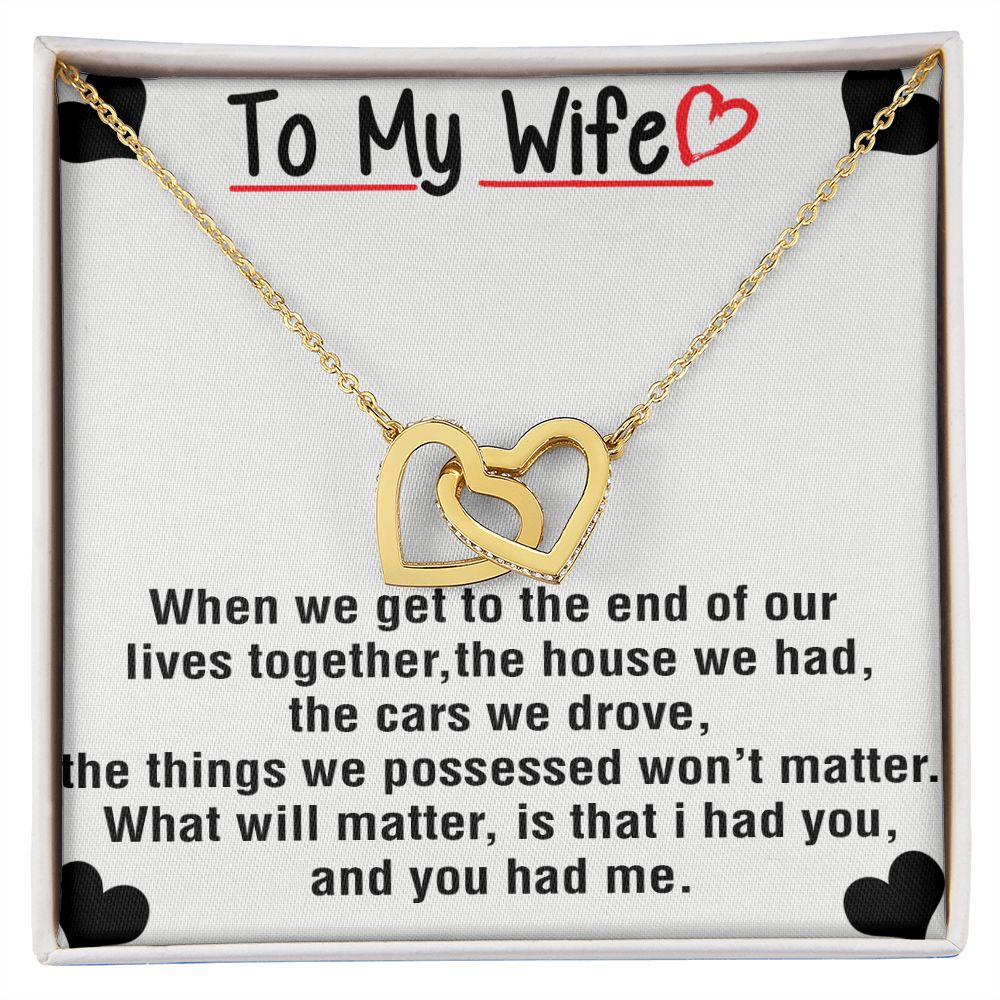 To My Wife Necklace from Husband, Personalized Necklace for Women, Luxury Necklace for Wife from Man Men, Wedding Anniversary Present For Wife, Beautiful Wife Jewelry Christmas Birthday Gift For Wife25 Interlocking Hearts Necklace