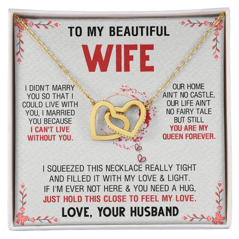 To My Beautiful Wife Necklace, Wedding Anniversary Jewelry For Women, Necklace For Wife from Husband, Gifts For Wife Birthday Gifts Necklace, Jewelry With Message Card In A Gift Box