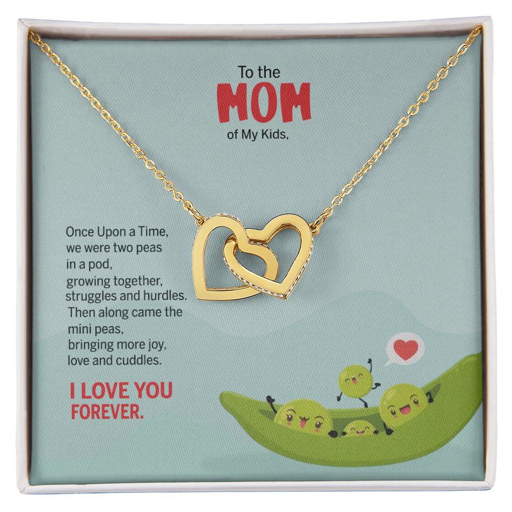 To My Mom Peas Pod Necklace From Kids, Gift For Mom On Mother's Day Jewelry Mom Interlocking Hearts Necklace