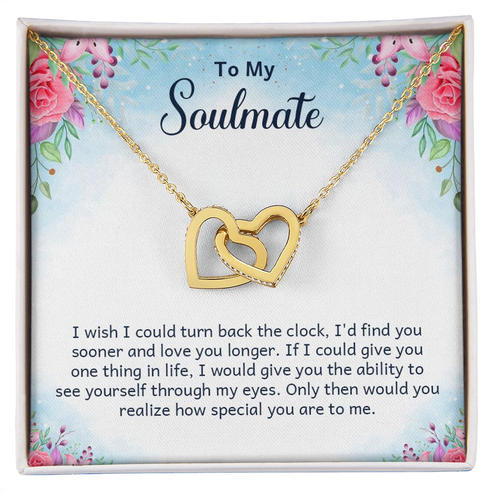 To My Soulmate Necklace for Women Birthday Christmas Jewelry Gifts For My Wife with Message Card Box Personalized Gift Present Pendant for Future Wife Soulmate Girlfriend Love 17 Interlocking Hearts Necklace