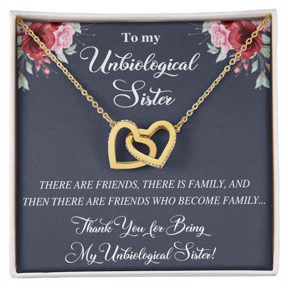 Unbiological Sister Alluring Beautiful Necklace, Best Friend Necklace, Soul Gift Interlocking Hearts Necklace