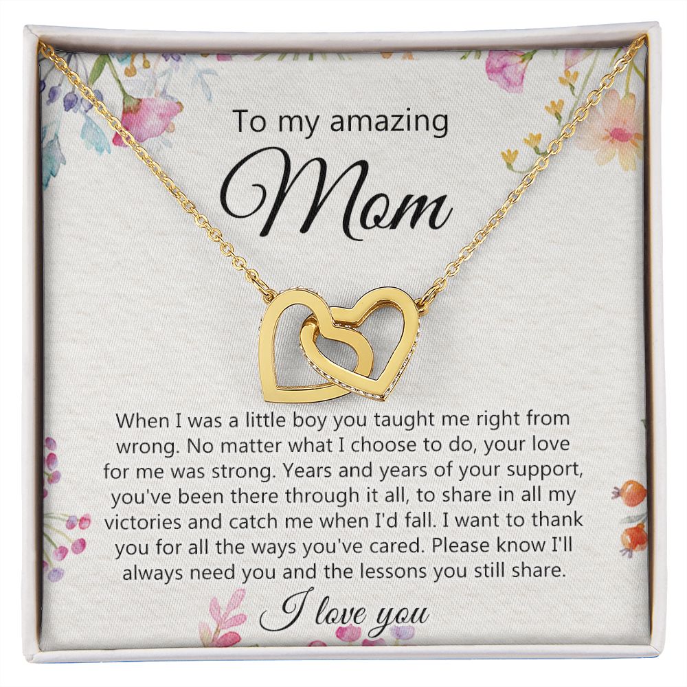 To My Amazing Mom Necklace for Mother Day Gift From Son, Gift For Mom From Son, Necklace Gift For Mom Son Gift For Mother Gift Thank You Mom, Mother Necklace Birthday Gift for Mom Interlocking Hearts Necklace