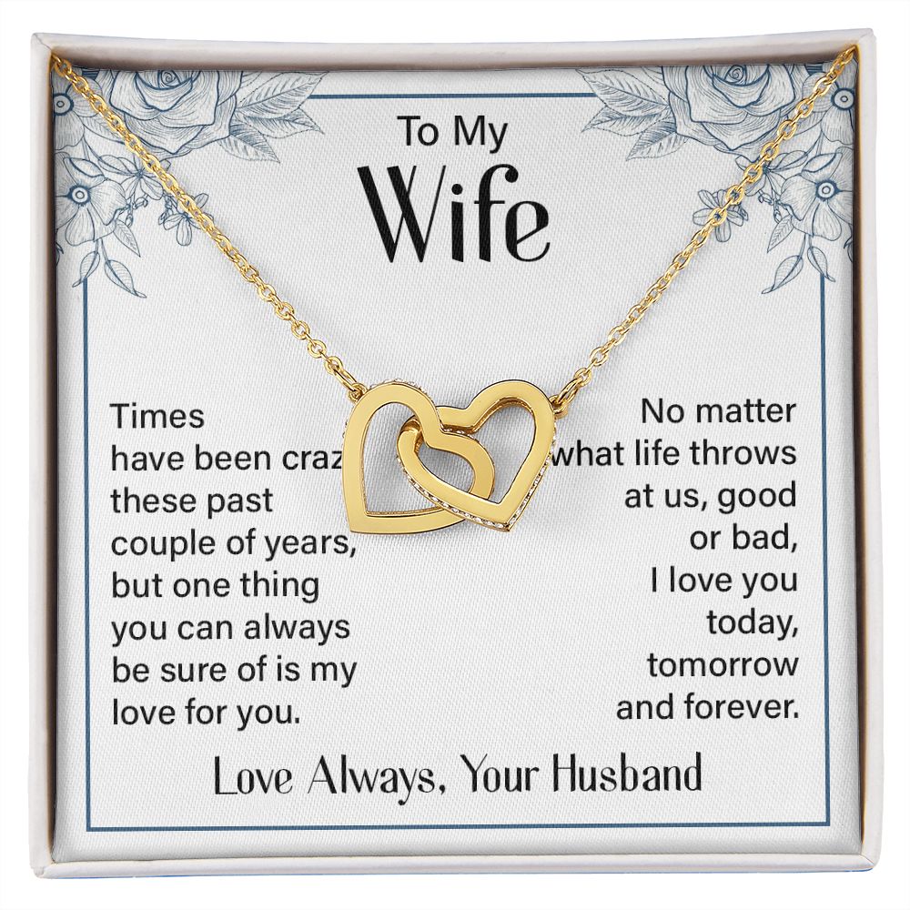 To My Wife Necklace from Husband, Personalized Necklace for Women, Luxury Necklace for Wife from Man Men, Wedding Anniversary Present For Wife, Beautiful Wife Jewelry Christmas Birthday Gift For Wife20 Interlocking Hearts Necklace