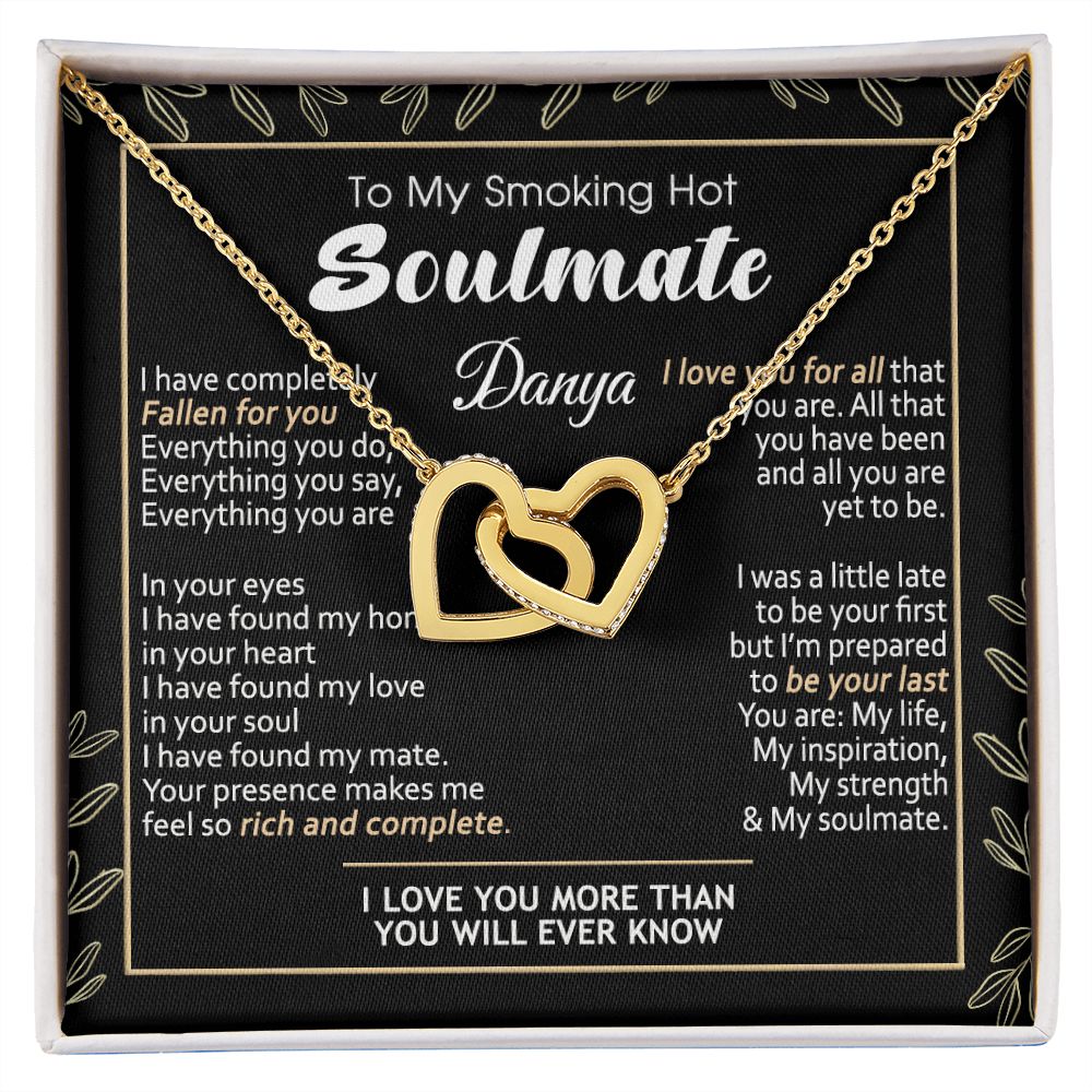To My Smokin Hot Soulmate Necklace - Wife Gifts From Husband To My Wife Necklace, Gift for Her Romantic, Girlfriend Gifts Necklace for Wife from Men Includes Message Card and Gift Box 7 Interlocking Hearts Necklace