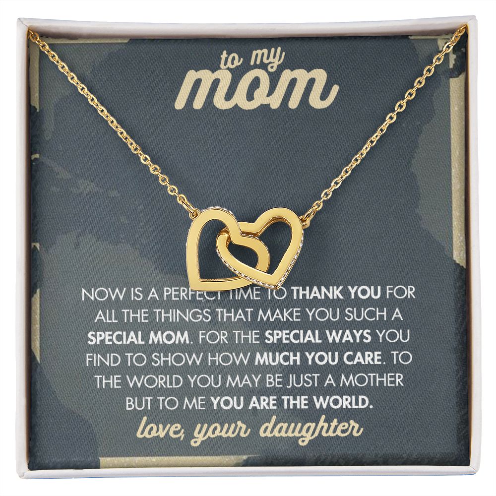 Mom Necklace Gifts for Mom from Daughter to Mom Gifts for Mothers Day from Daughter, To My Mom Necklace from Daughter to Mom Birthday Gifts Necklace with Message Card and Gift Box2237 Interlocking Hearts Necklace