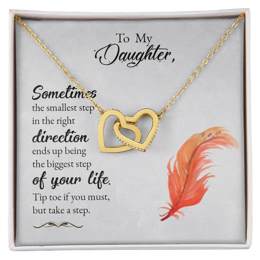 To My Daughter Necklace Pendant Gift From Mom Necklace Tip Toe If You Must With Message Card Gift Box Gift For To Daughter, Daughter In Law On Birthday Anniversary Interlocking Hearts Necklace