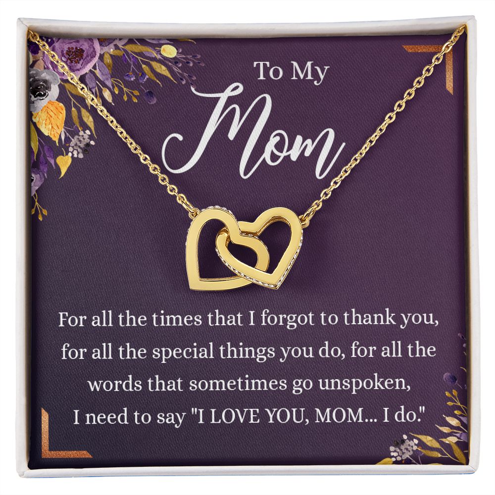 To My Mother Gift Necklace To Mom, Mother, Mommy, Momma from Child Special Mother Gift for Birthday Mothers Day Retriment Anniversary Hoiday Present for Mom Necklace for Women Interlocking Hearts Necklace