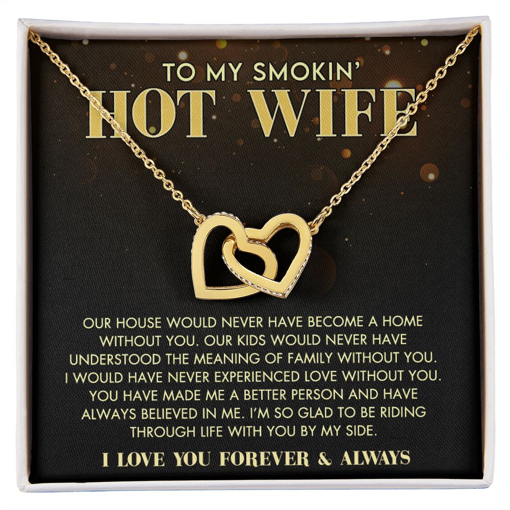 To My Wife Necklace from Husband, Personalized Necklace for Women, Luxury Necklace for Wife from Man Men, Wedding Anniversary Present For Wife, Beautiful Wife Jewelry Christmas Birthday Gift For Wife11 Interlocking Hearts Necklace