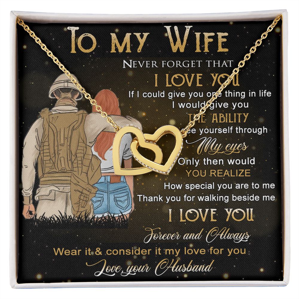 Birthday Gifts For Wife, Necklace Gifts For Wife From Husband, To My Wife Jewelry For Women , To My Wife Necklace  from Husband Wedding Anniversary Present For Wife, Beautiful Wife Jewelry Christmas21 Interlocking Hearts Necklace