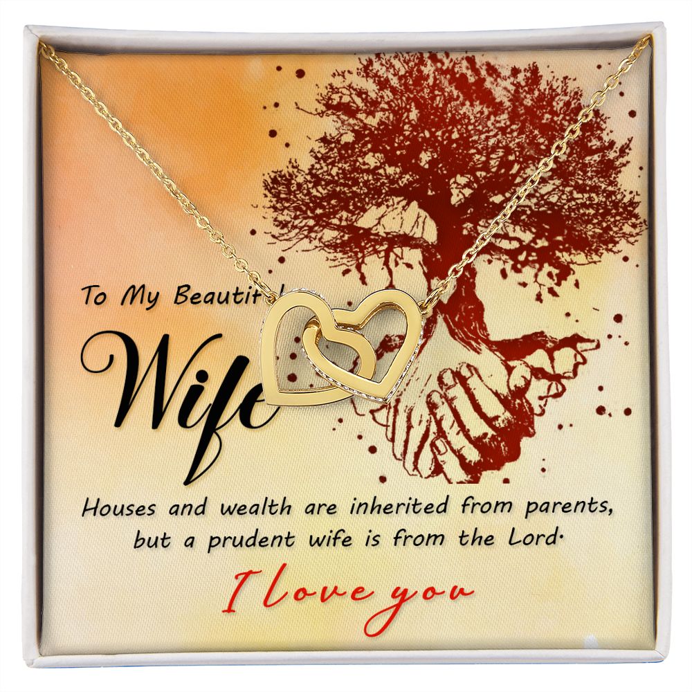 To My Beautiful Wife Necklace, Gift for Wife, Girlfriend, Soulmate Neckalce Gift for Wife from Husband Necklace for Wife Luxury Jewelry Necklaces Styles On Birthday, Xmas, tyle Luxury Led Box Interlocking Hearts Necklace