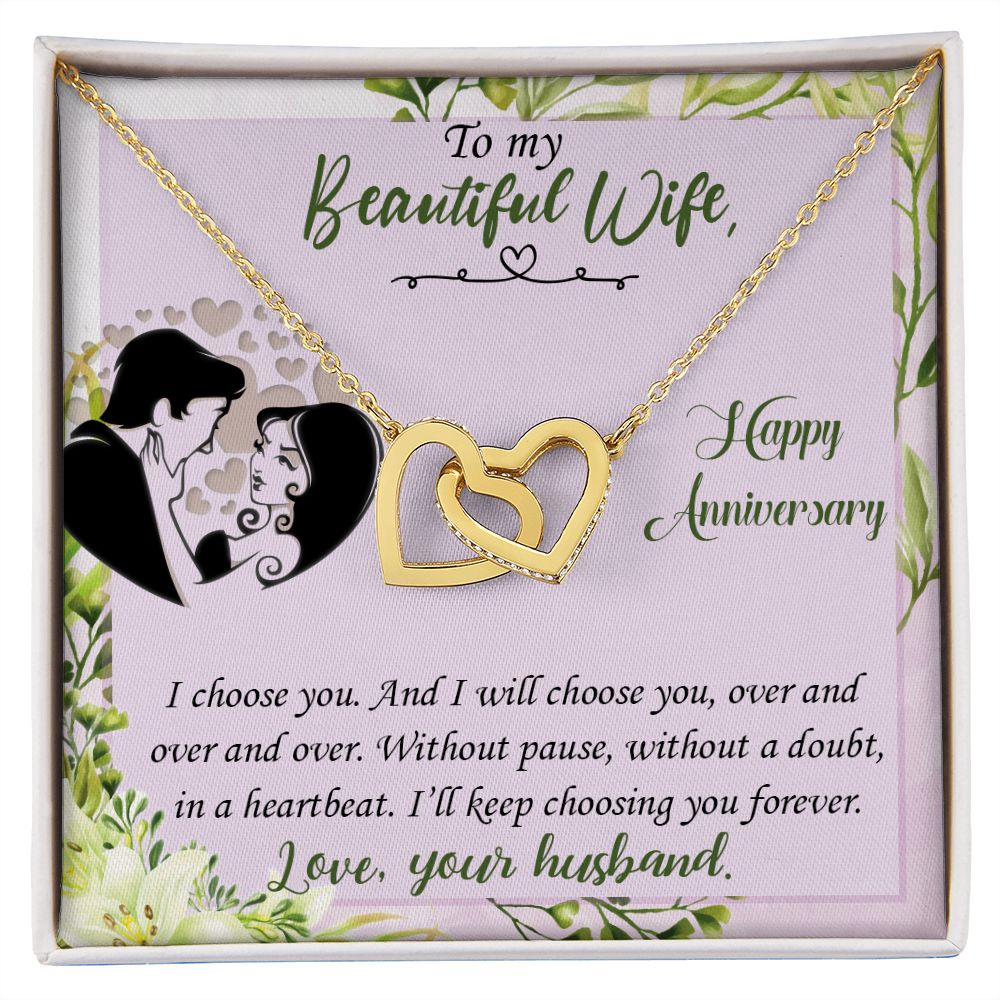 To My Beautiful Wife Necklace, Gifts for Soulmate, Heart Necklace for Wife, Soulmate Jewelry, Soulmate Necklace, Future Wife Gift, Interlocking Heart Necklace for Wife from Husband