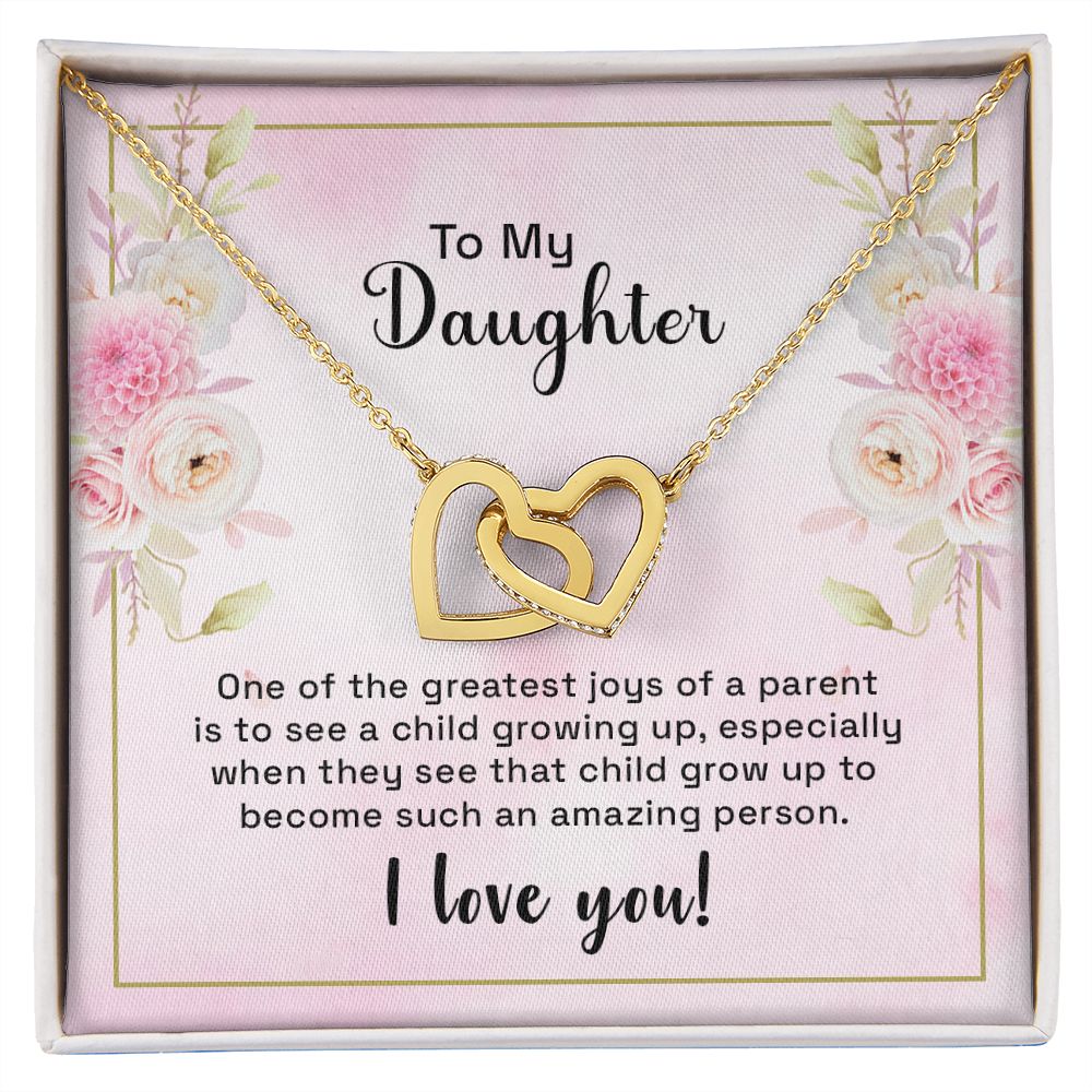 Mother and Daughter Necklace for Girls, To My Daughter Gift Necklace from Mom, Birthday Christmas Gift Graduation Gifts for Daughters, Jewelry Pendant Present for Daughter, Mother Daughter Gift 44 Interlocking Hearts Necklace