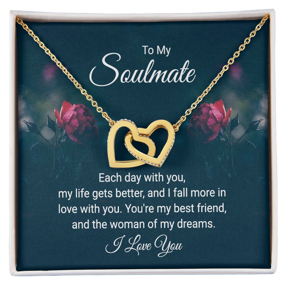 To My Soulmate Necklace for Women Birthday Christmas Jewelry Gifts For My Wife with Message Card Box Personalized Gift Present Pendant for Future Wife Soulmate Girlfriend Love 20 Interlocking Hearts Necklace