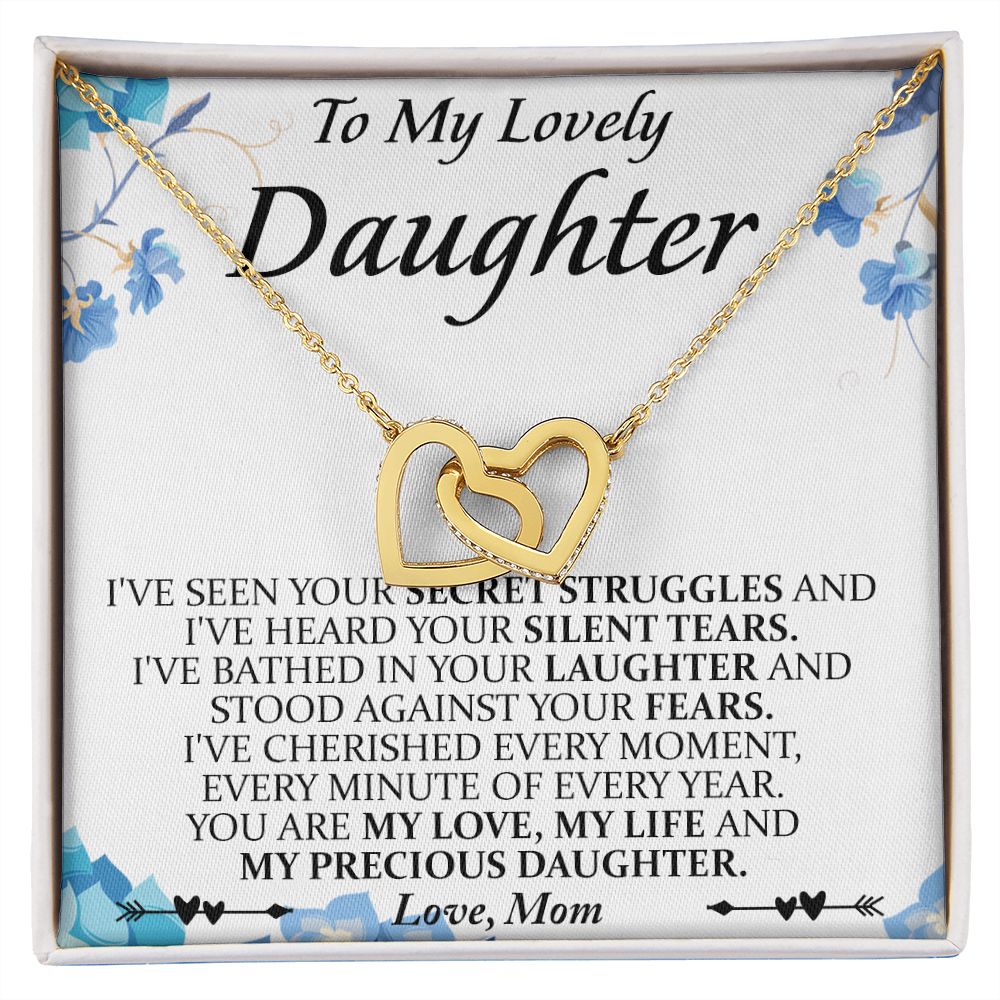 Mother and Daughter Necklace for Girls, To My Daughter Gift Necklace from Mom, Birthday Christmas Gift Graduation Gifts for Daughters, Jewelry Pendant Present for Daughter, Mother Daughter Gift 41 Interlocking Hearts Necklace