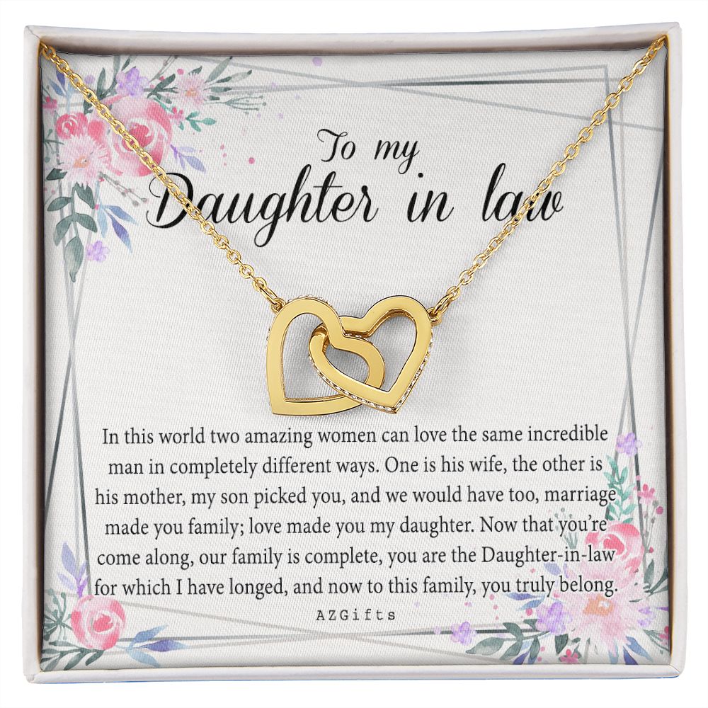 Daughter In Law Gifts Ideas, Daughter In Law Necklace, Gifts For Future Daughter In Law, Daughter In Law Birthday Gifts, Daughter-in-law Gifts From Mother In Law, Birthday Gifts For Daughter Interlocking Hearts Necklace