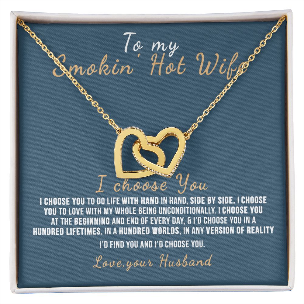 To My Wife Necklace from Husband, Personalized Necklace for Women, Luxury Necklace for Wife from Man Men, Wedding Anniversary Present For Wife, Beautiful Wife Jewelry Christmas Birthday Gift For Wife12 Interlocking Hearts Necklace