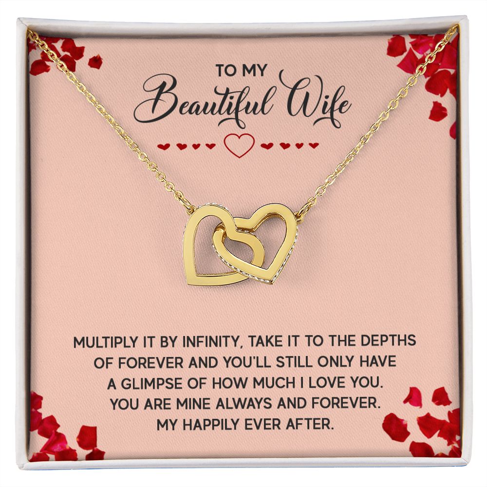 To My Wife Necklace, Luxury Jewelry For Wife, Couples Gifts Neckalce For Wife From Husband, Necklaces Styles On Birthday Christmas Wedding For Women, Interlocking Hearts Necklace For Her