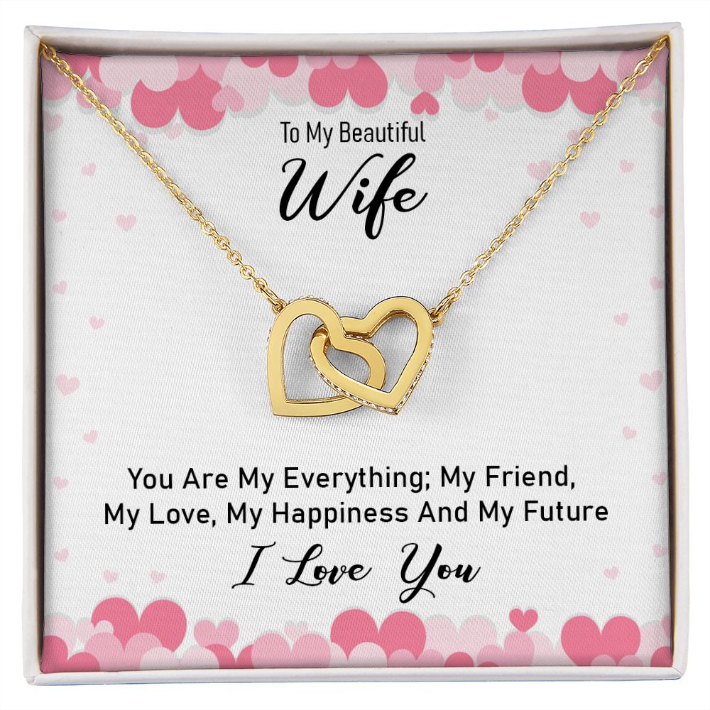 To My Wife Necklace from Husband Luxury Jewelry For Wife, Couples Gifts Neckalce For Wife From Husband, Necklaces Styles On Birthday Christmas Wedding For Women, Interlocking Hearts Necklace For Her